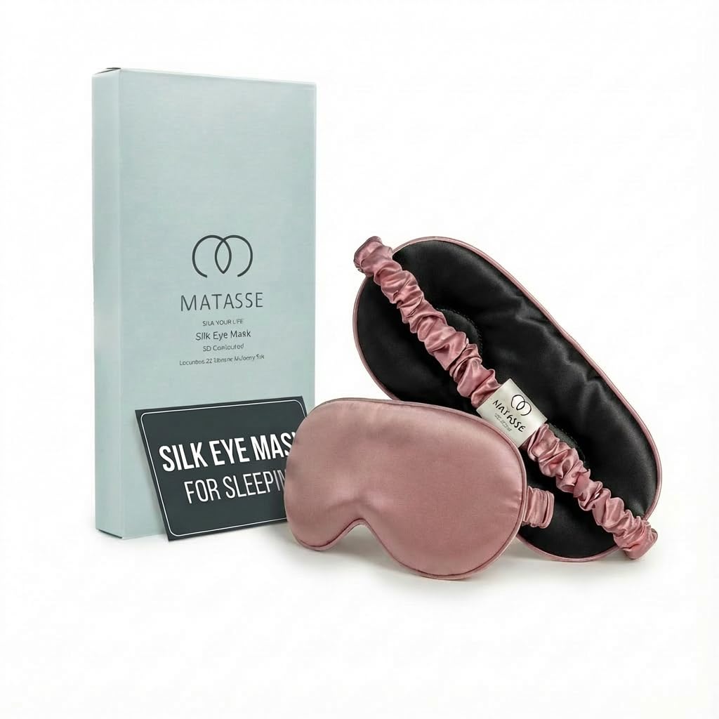 MATASSE 100% Mulberry Silk Sleep Mask, Champagne