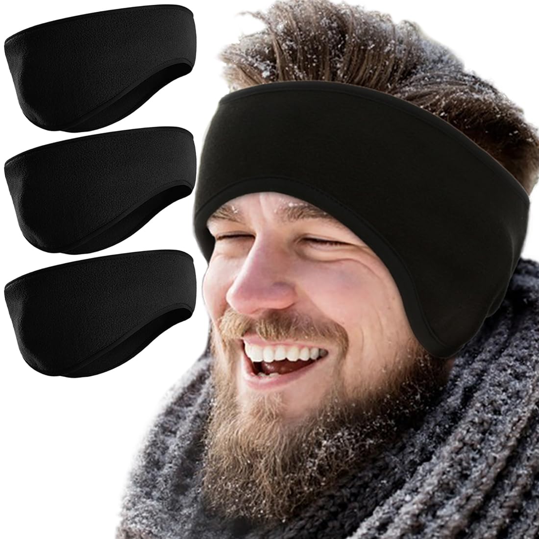 2 Pack Thick Fleece Ear Muffs, Winter Ear Warmers Headbands for Women Men, Ear Protection for Running, Skiing Cycling, Yoga and Hiking