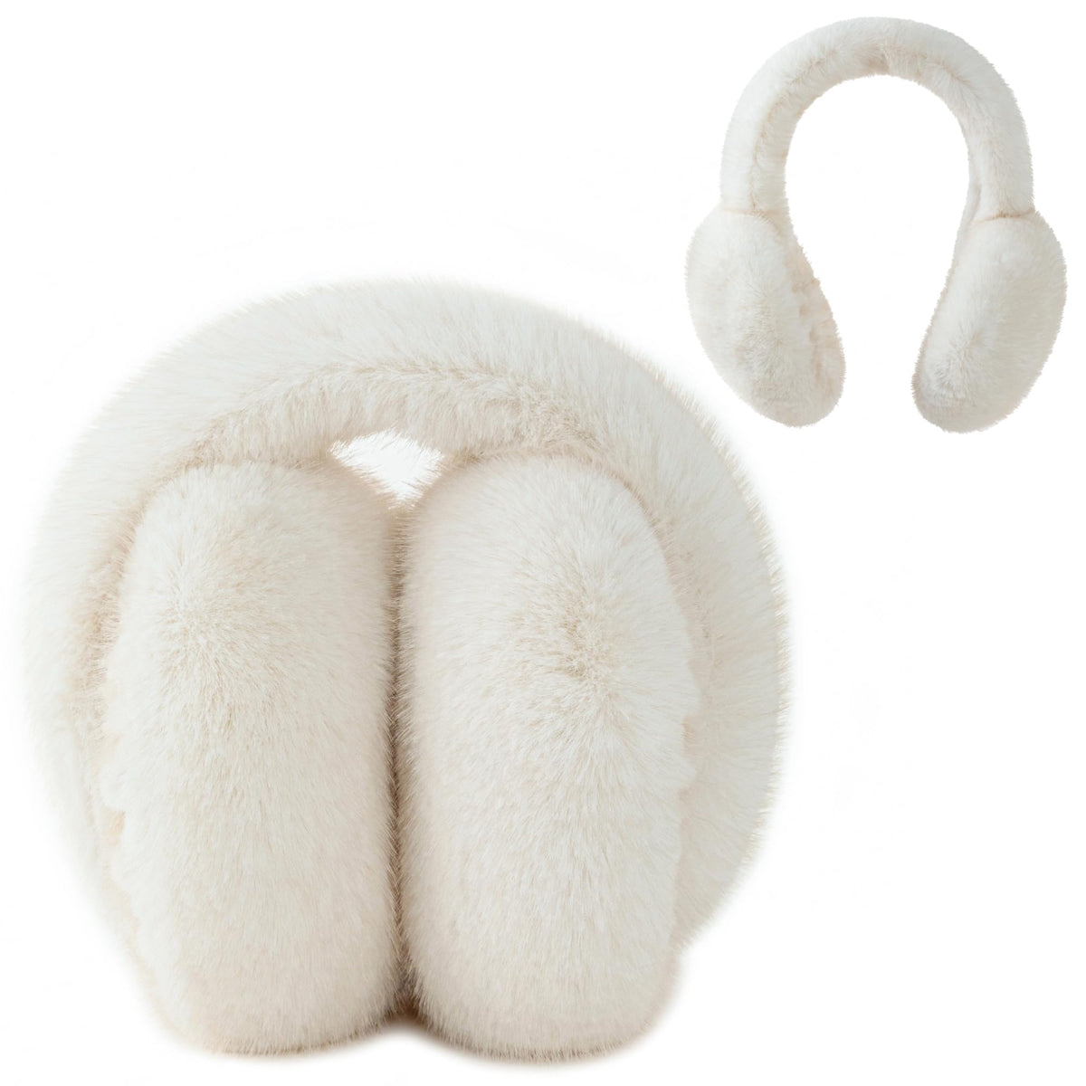 Flammi F Women's Earmuffs Winter, Plush Faux Fur Foldable Ear Warmers for Cold Weather, Ear Covers for Outdoor Sports, Skiing