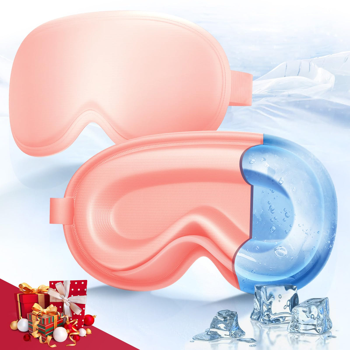 3D Cooling Gel Eye Mask - Reusable Cold Sleep Mask, Eyes Ice Pack with Hot & Cold Compress Therapy for Puffiness, Dark Circles, Dry Eyes, Headaches and Stress Relief (Black,1 Pack)