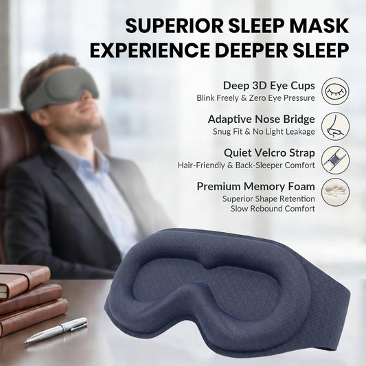 3D Maximum Blackout Sleep Eye Mask for Deep Sleep Men Women, Grey