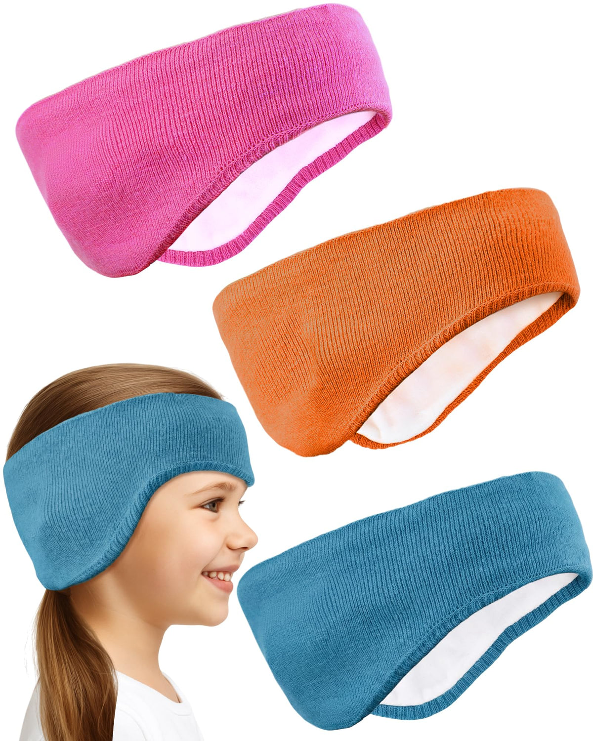 JenPen 3 Pcs Double-layer Ear Warmer Headbands for Kids