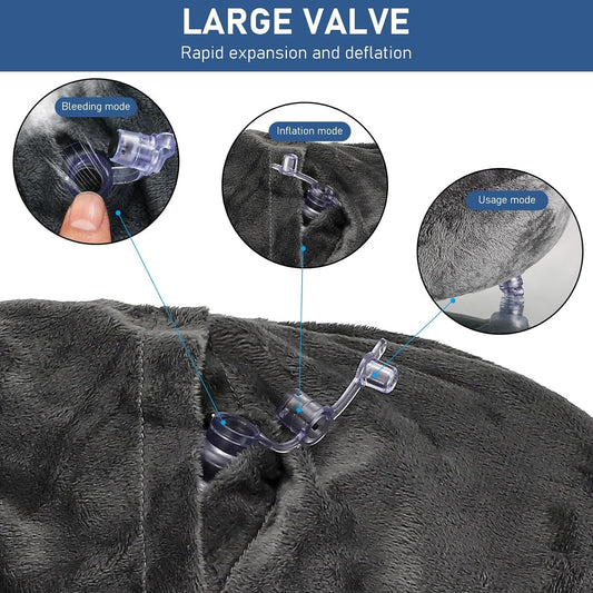 1 PcsInflatable Travel Pillows for Sleeping Airplane Inflatable Neck Pillow for Traveling Pillow Inflatable Travel Neck Pillows for Airplanes Sleeping, Train, Car, Office, with Eye Masks, Earplugs
