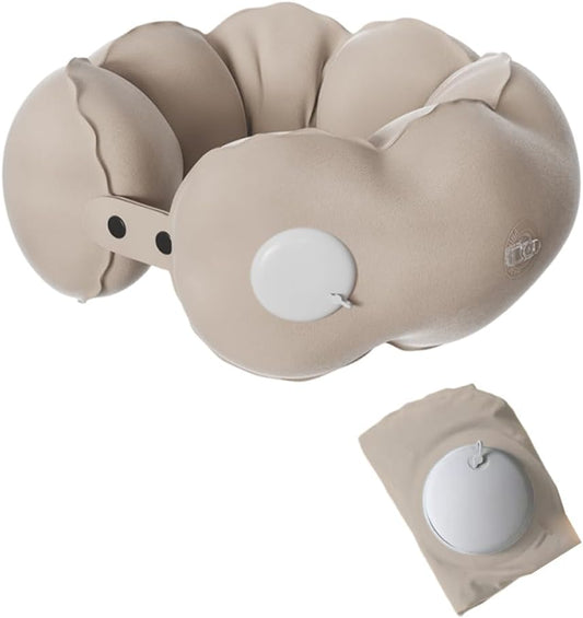 OULIGET Travel Inflatable Neck Pillow,Portable U-Shaped Support Pillow,Adjustable Office Napping Pillow Back Cushion,Lightweight Quick Pack for Long Flights