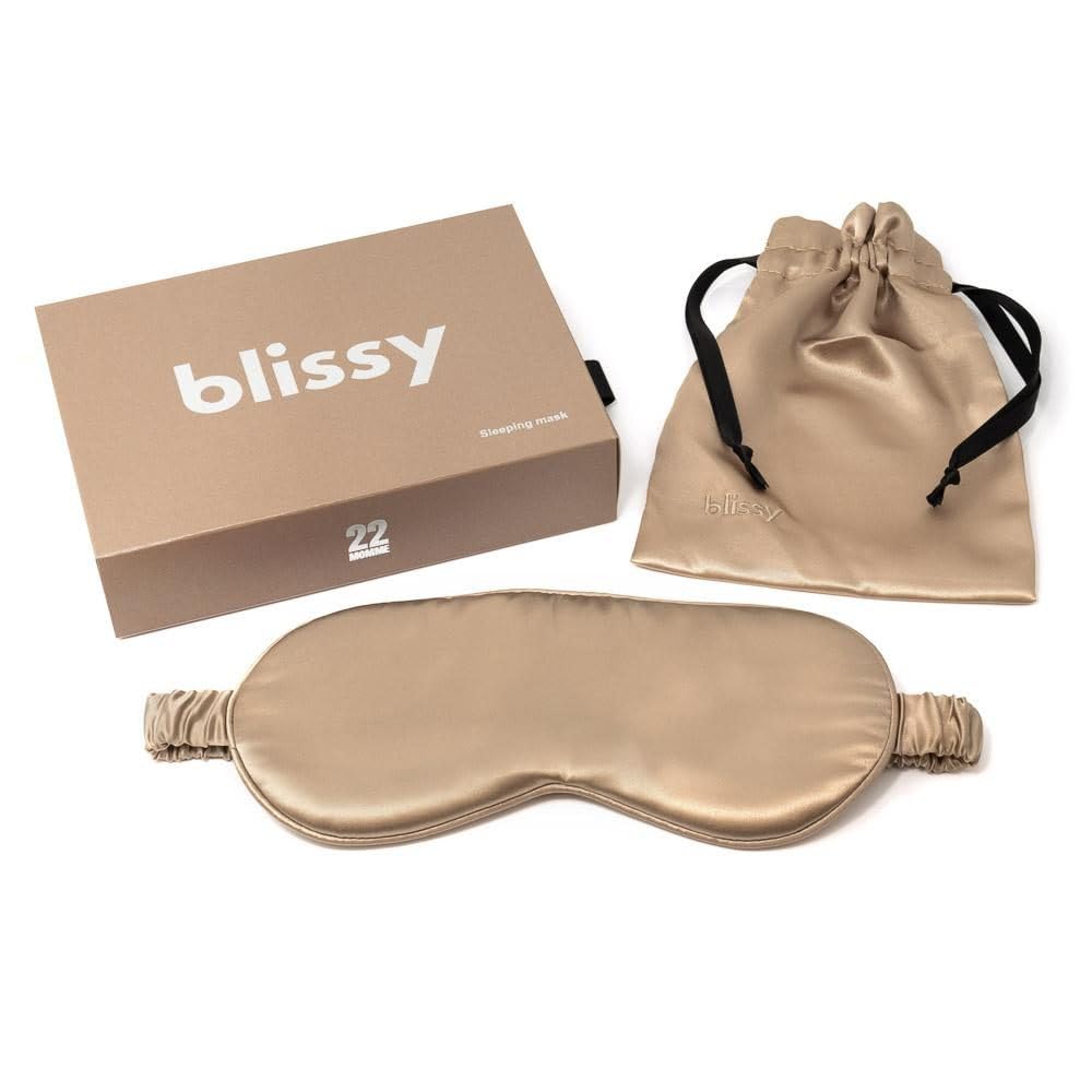 Blissy Silk Sleep Mask - Eye Sleeping Mask for Women & Men for Total Blackout - 100% Pure Mulberry Silk, 22 Momme 6a Fibers - Blindfold Sleep Mask Side Sleeper Eye Cover (Non Adjustable)