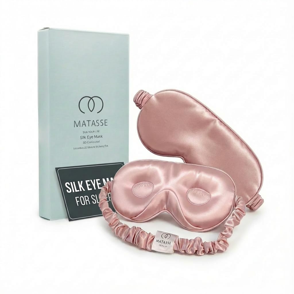 MATASSE 100% Mulberry Silk Sleep Mask, Champagne