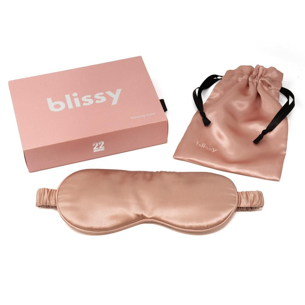 Blissy Silk Sleep Mask - Eye Sleeping Mask for Women & Men for Total Blackout - 100% Pure Mulberry Silk, 22 Momme 6a Fibers - Blindfold Sleep Mask Side Sleeper Eye Cover (Non Adjustable)