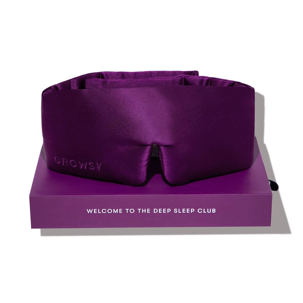DROWSY Silk Sleep Mask - Face-Hugging, Padded Cocoon for Luxury Sleep in Total Darkness - 100% Pure Mulberry Silk (Black Jade)