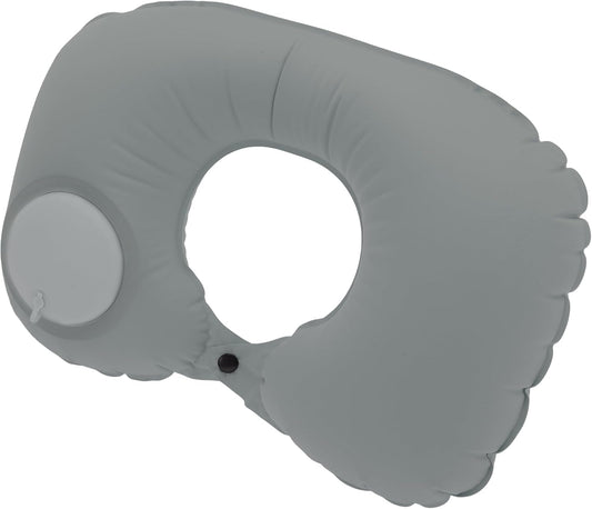 Inflatable Travel Pillow, Press to Inflate Travel Sleeping Pillow, U-Shaped Neck Pillow for Airplane Train Office, Deep Gray, Soft