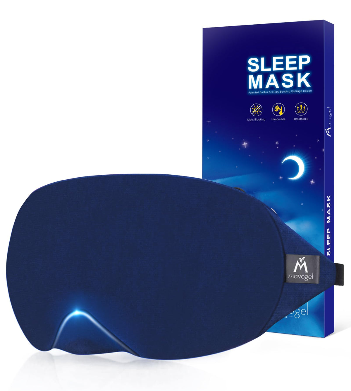 Mavogel Cotton Sleep Eye Mask, Light Blocking with Adjustable Nose Bridge
