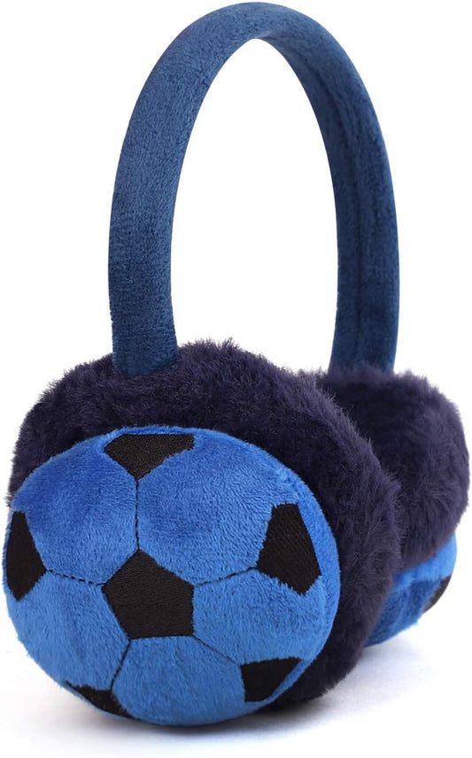 JIAHG Boys Girls Cute Cartoon Football Winter Warm Earmuffs Soft Faux Fur Ear Warmers Kids Outdoor Thermal Plush Ear Muffs