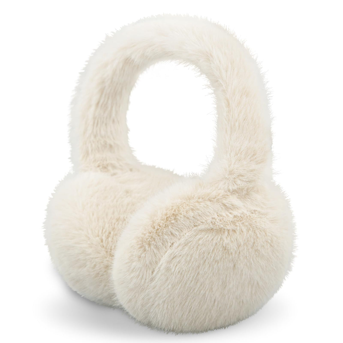 Winter Ear Muffs for Women Girls Faux Fur Cute White Earmuffs Fluffy Ear Warmers Foldable Ear Covers Outdoor