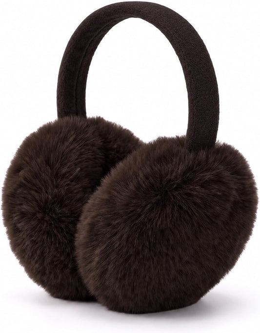 Women's Faux Fur Earmuffs – Adjustable Foldable, Super Soft Ear Warmers for Winter Cold Weather Outdoor