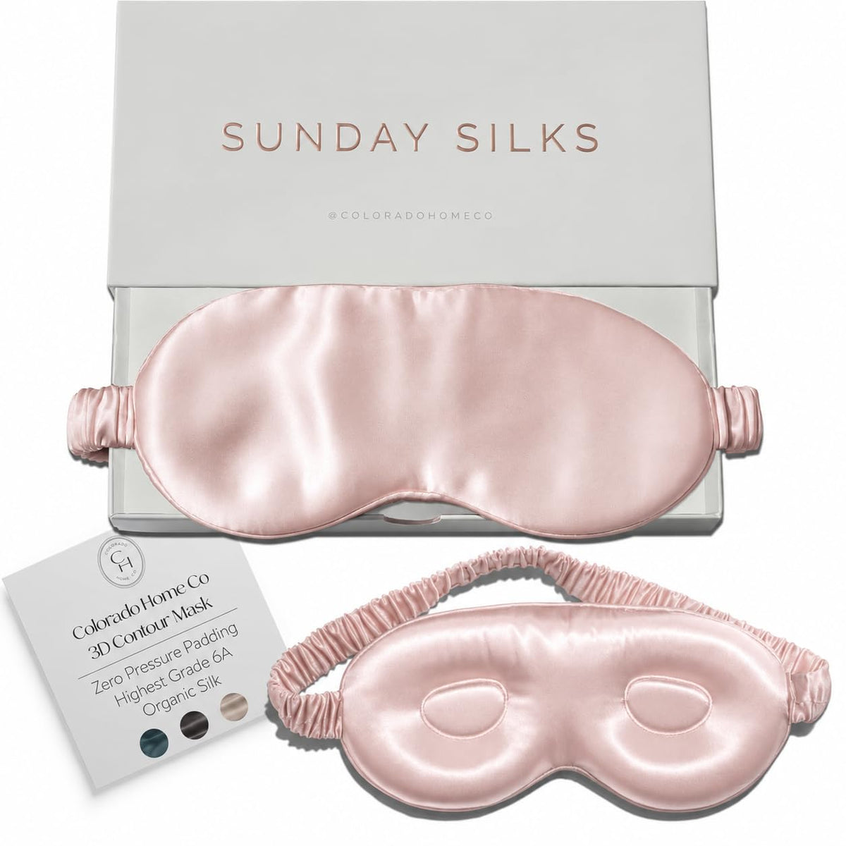 SUNDAYSILKS™ Exclusive Mulberry Silk Sleep Mask | Soft Eye Covers, Blackout Sleeping Mask for Women & Men | Silk Eye Mask for Sleep, Travel, and Relaxation | Antifaz para Dormir [Midnight Black]