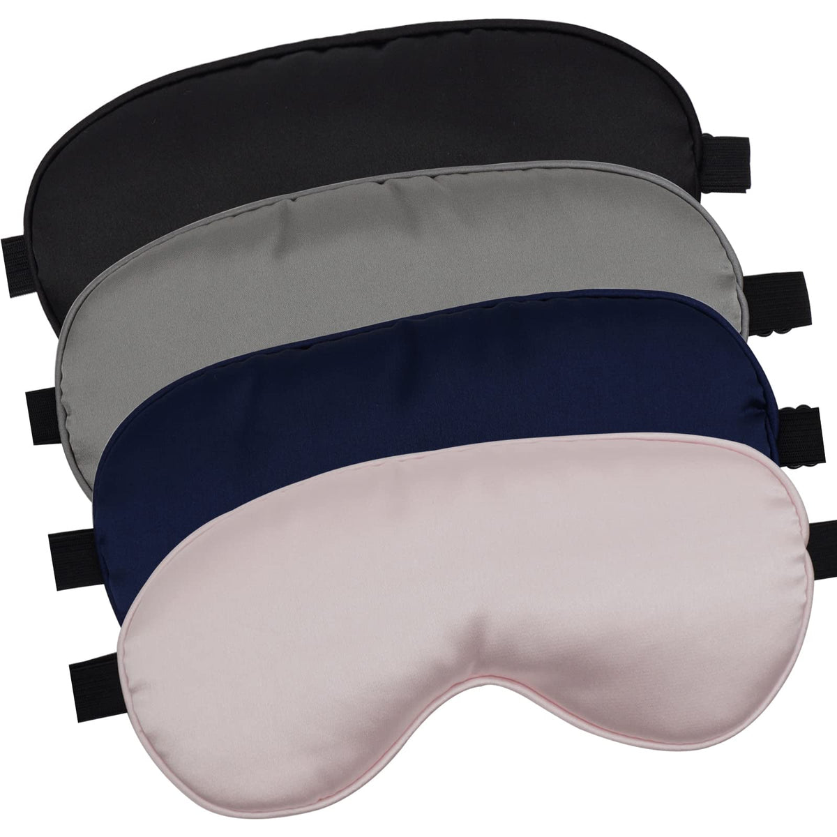4 Pack Silky Sleep Masks, Satin Light Blocking Eye Masks with Elastic Strap
