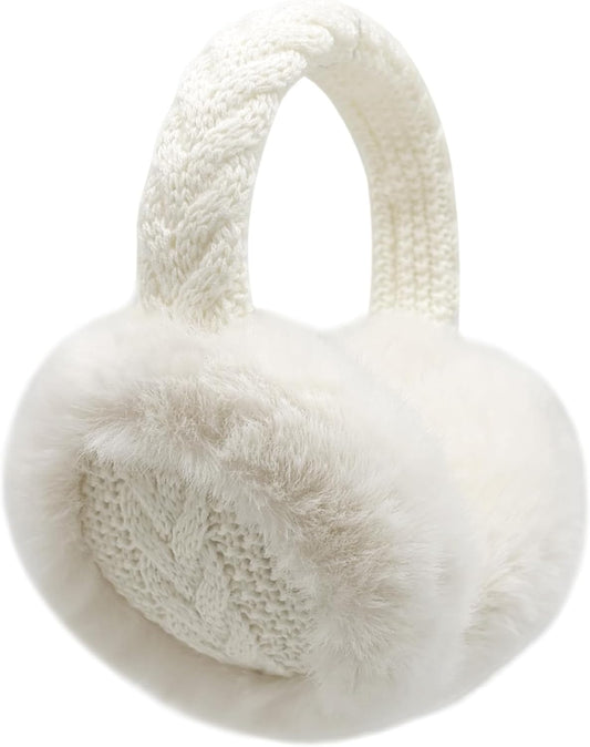 LCXSHYE Winter Women Ear Muffs Warm Knit Ear Warmers Girls Foldable Fuzzy Thick Earmuffs for Outdoor