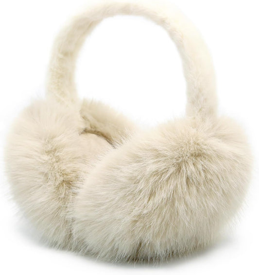 RUIKUNA Women Winter Ear Muffs Fluffy Faux Fur Earmuffs Foldable Ear Warmer Girls Soft Ear Covers