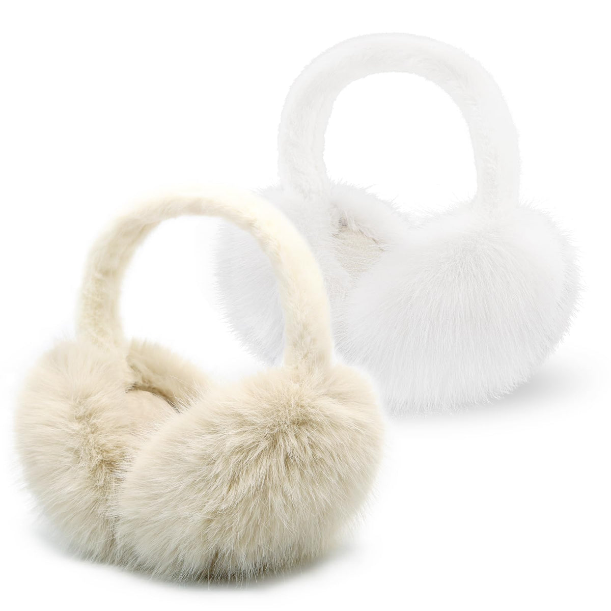 RUIKUNA Women Winter Ear Muffs Fluffy Faux Fur Earmuffs Foldable Ear Warmer Girls Soft Ear Covers