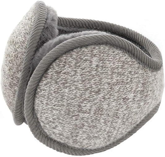 Surblue Unisex Warm Knit Mink Cashmere Winter Pure Color Earmuffs with Fur Earwarmer, Adjustable Wrap, Grey, Large