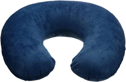 HARFINGTON Inflatable Travel Pillow Airplane Neck Pillow Plush U-Shaped with Removable Washable Cover Blow Up for Office Sleeping Neck Chin Lumbar Support, Dark Blue