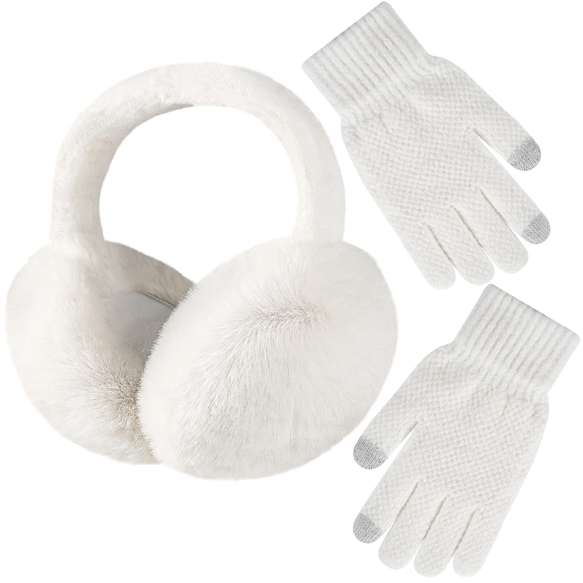 Pleneal Winter Foldable Ear Muffs with Touchscreen Gloves for Women