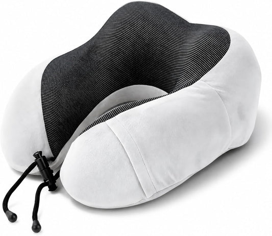 Travel Neck Pillow for Airplanes, Adjustable U-Shaped Support Cushion, Gray