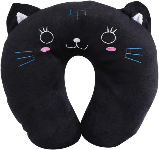 EBTOOLS Animal Neck Pillow, Modern Sleep U Shape Cotton Travel Pillow Rest Toy Cushion Home Decorative Pillows (Black Cat)