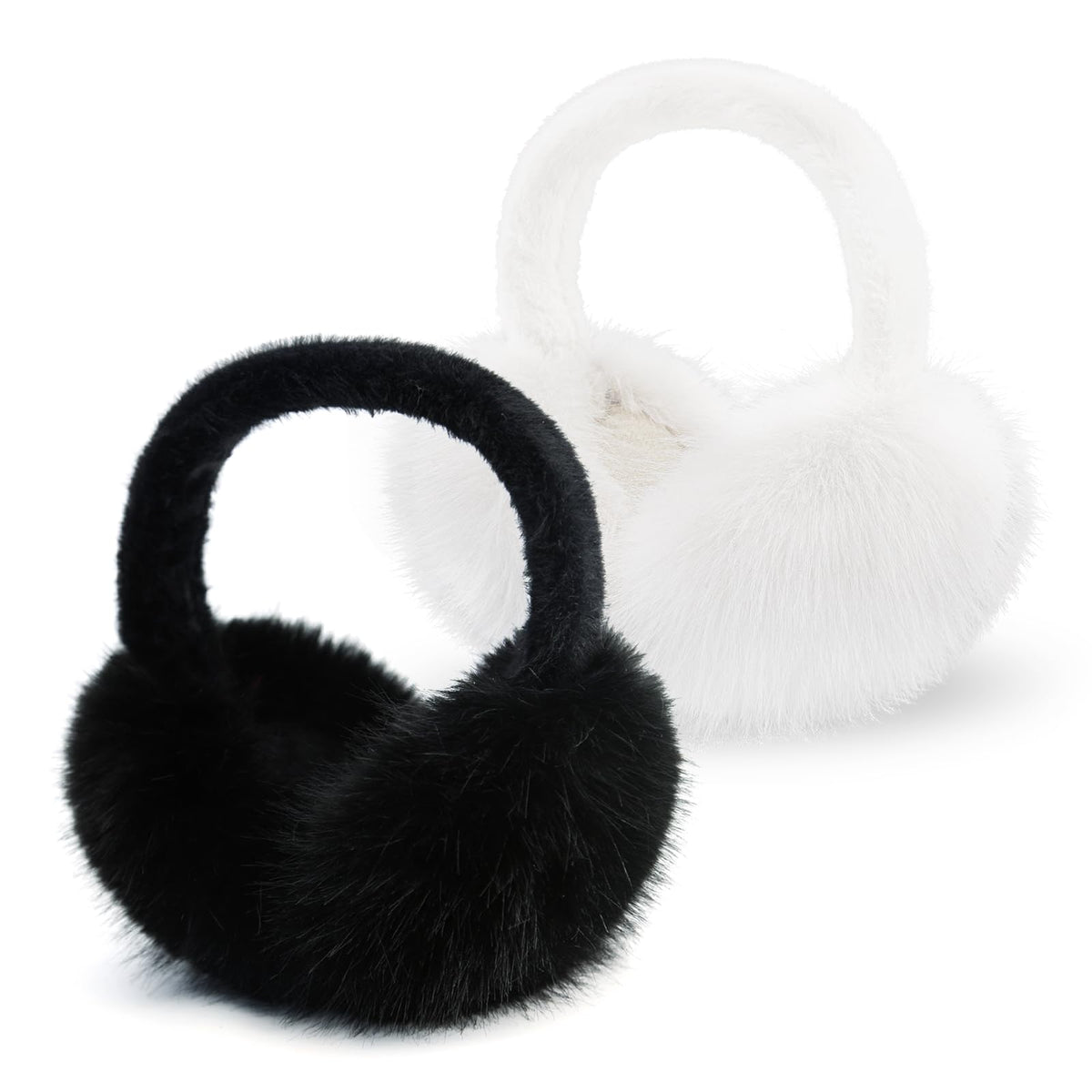 RUIKUNA Women Winter Ear Muffs Fluffy Faux Fur Earmuffs Foldable Ear Warmer Girls Soft Ear Covers