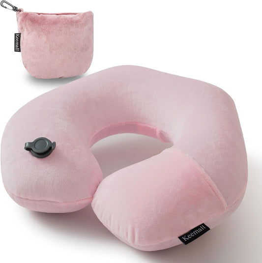 Keemall Inflatable Travel Neck Pillow for Airplane to Relieve Neck Pain
