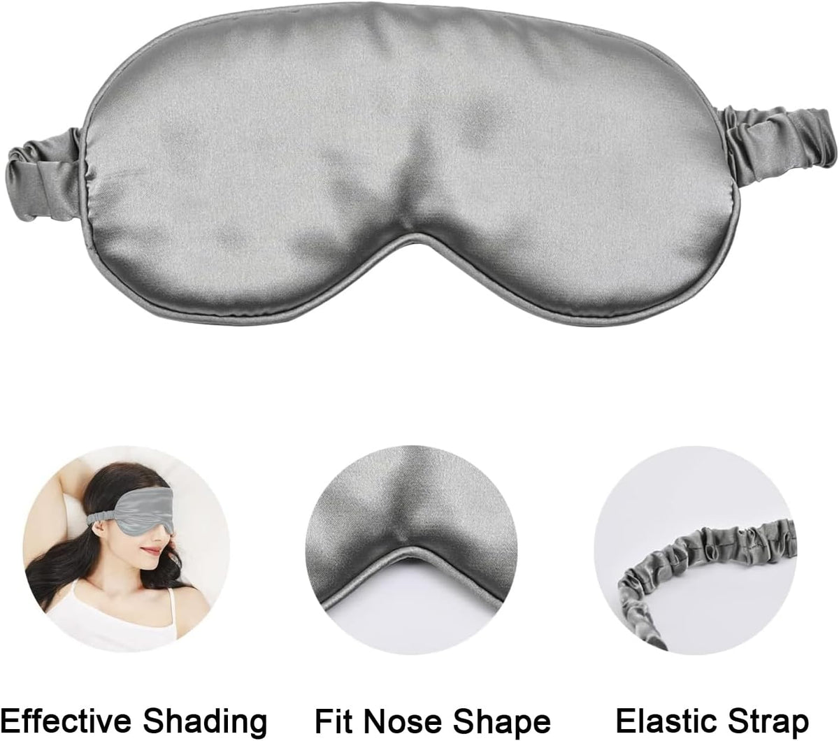 4 Pack Silky Sleep Masks, Satin Light Blocking Eye Masks with Elastic Strap