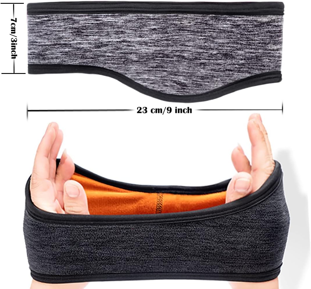 2 Pack Thick Fleece Ear Muffs, Winter Ear Warmers Headbands for Women Men, Ear Protection for Running, Skiing Cycling, Yoga and Hiking