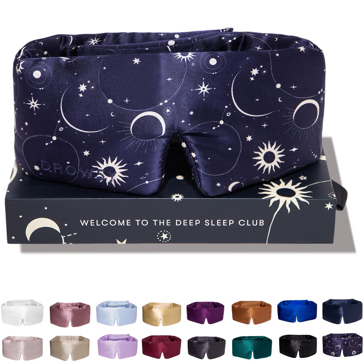 DROWSY Silk Sleep Mask - Face-Hugging, Padded Cocoon for Luxury Sleep in Total Darkness - 100% Pure Mulberry Silk (Black Jade)