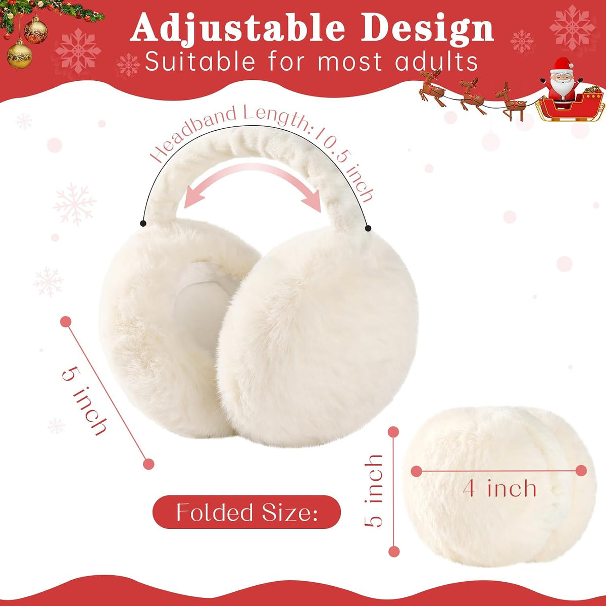 Ear Muffs for Winter Women, Adjustable Foldable Earmuffs