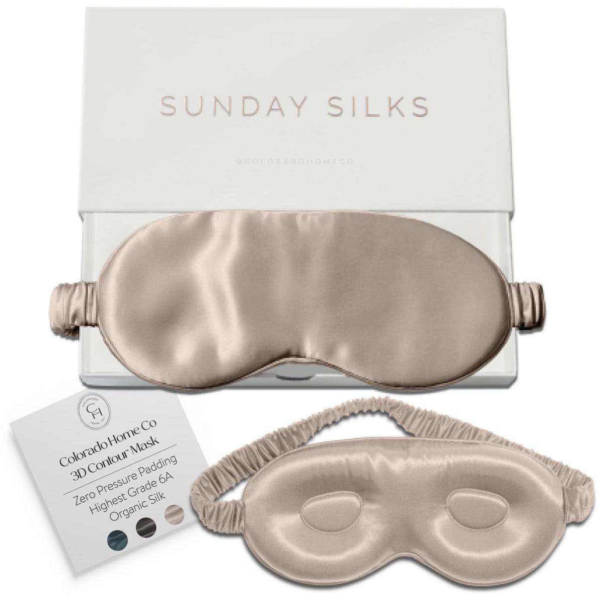SUNDAYSILKS™ Exclusive Mulberry Silk Sleep Mask | Soft Eye Covers, Blackout Sleeping Mask for Women & Men | Silk Eye Mask for Sleep, Travel, and Relaxation | Antifaz para Dormir [Midnight Black]
