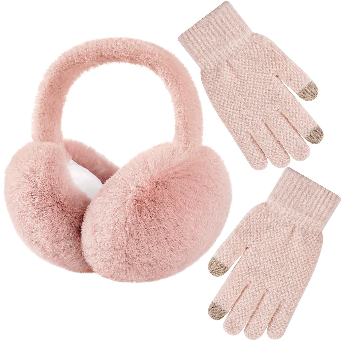 Pleneal Winter Foldable Ear Muffs with Touchscreen Gloves for Women