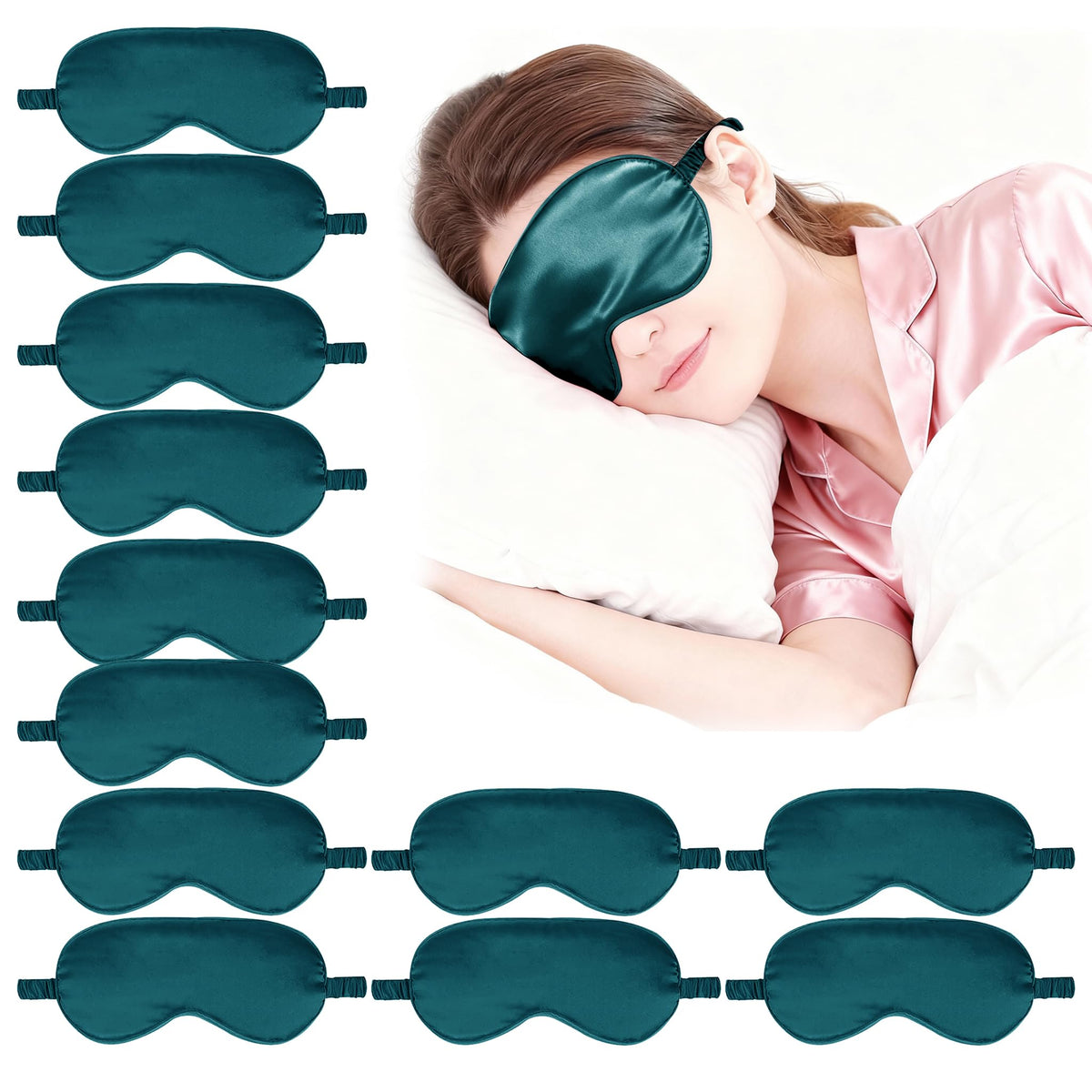 12PACK Silky Sleep Masks Satin Eye Mask Silk Eyes Cover for Sleeping Blackout Eyeshades Soft Blindfold Travel Nap Gifts