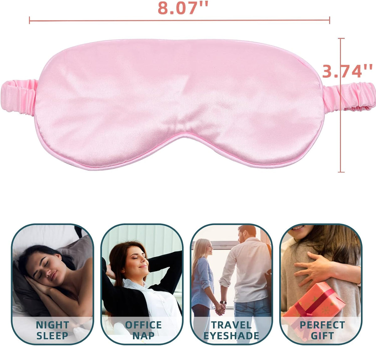 4 Pack Silky Sleep Masks, Satin Light Blocking Eye Masks with Elastic Strap