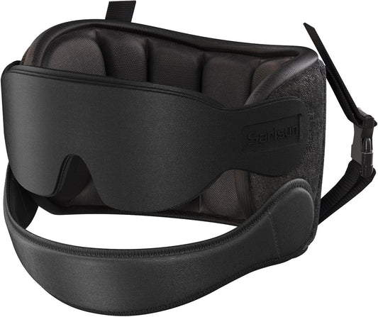 SARISUN Airplane Travel Pillow with Chin Strap, Stable Head Support, Black