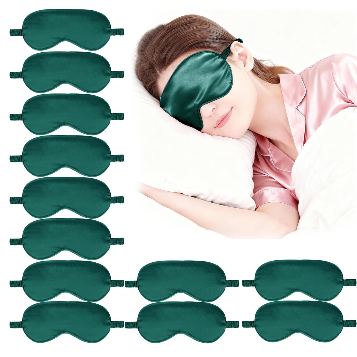 12PACK Silky Sleep Masks Satin Eye Mask Silk Eyes Cover for Sleeping Blackout Eyeshades Soft Blindfold Travel Nap Gifts