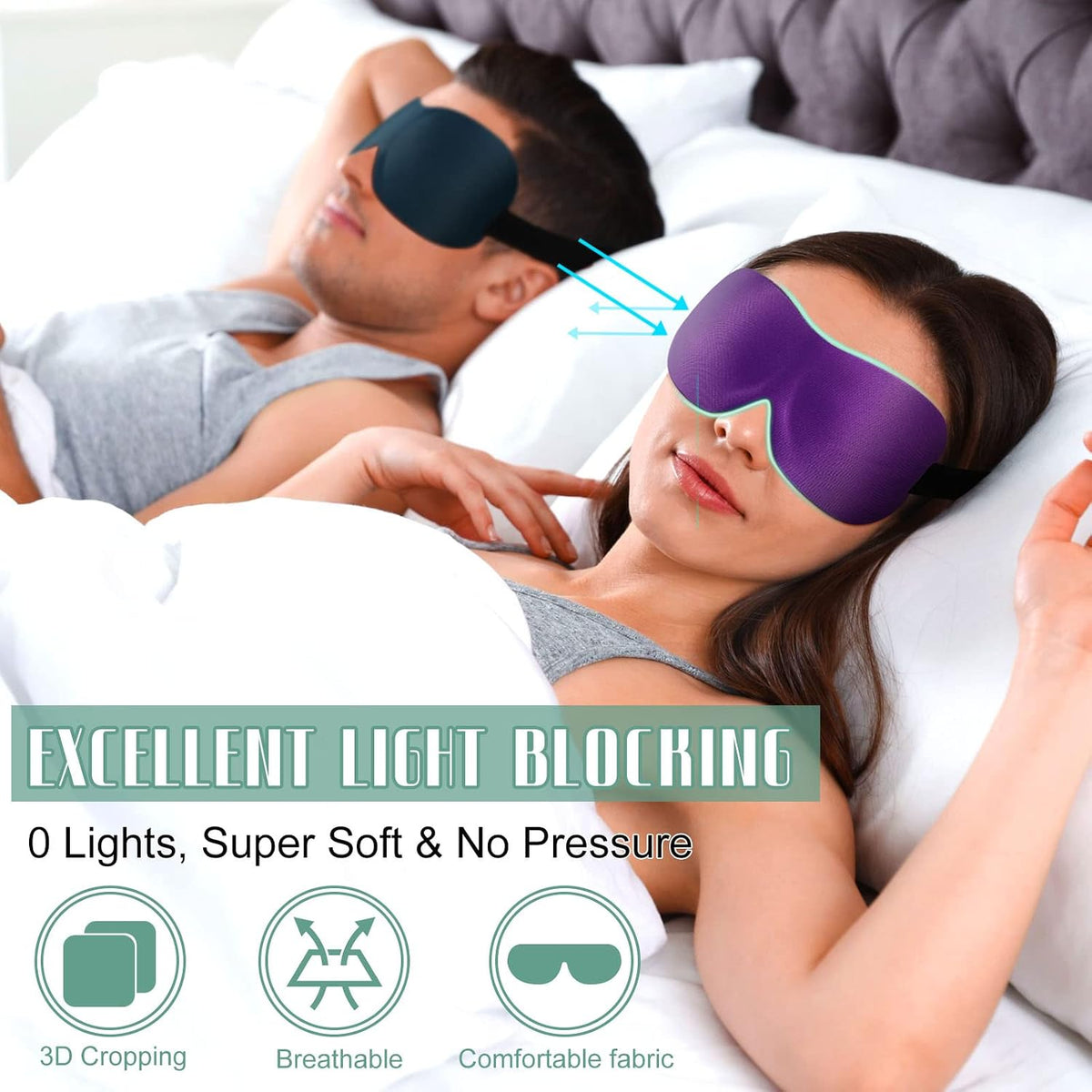 8 Pcs Sleep Mask 3D Eye Masks for Sleeping, Medium, Fresh Colors