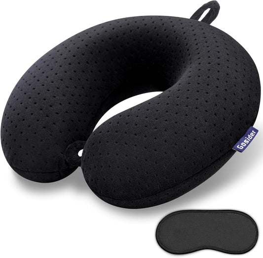 Black Travel Neck Pillow U Shape Memory Foam Airplane Pillow Soft