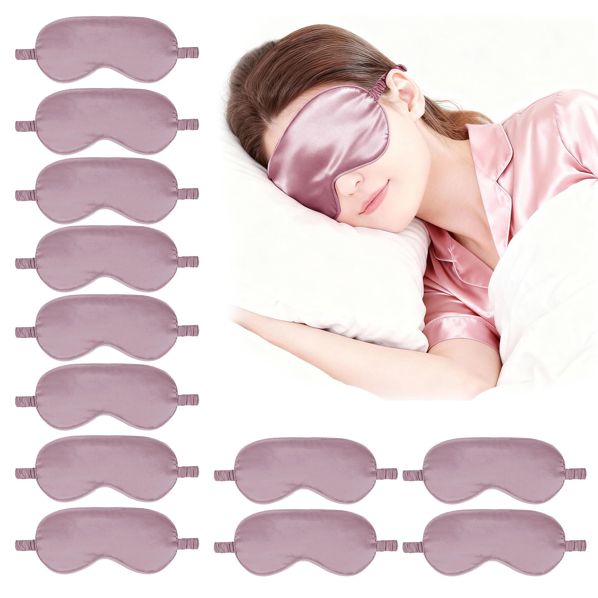 12PACK Silky Sleep Masks Satin Eye Mask Silk Eyes Cover for Sleeping Blackout Eyeshades Soft Blindfold Travel Nap Gifts