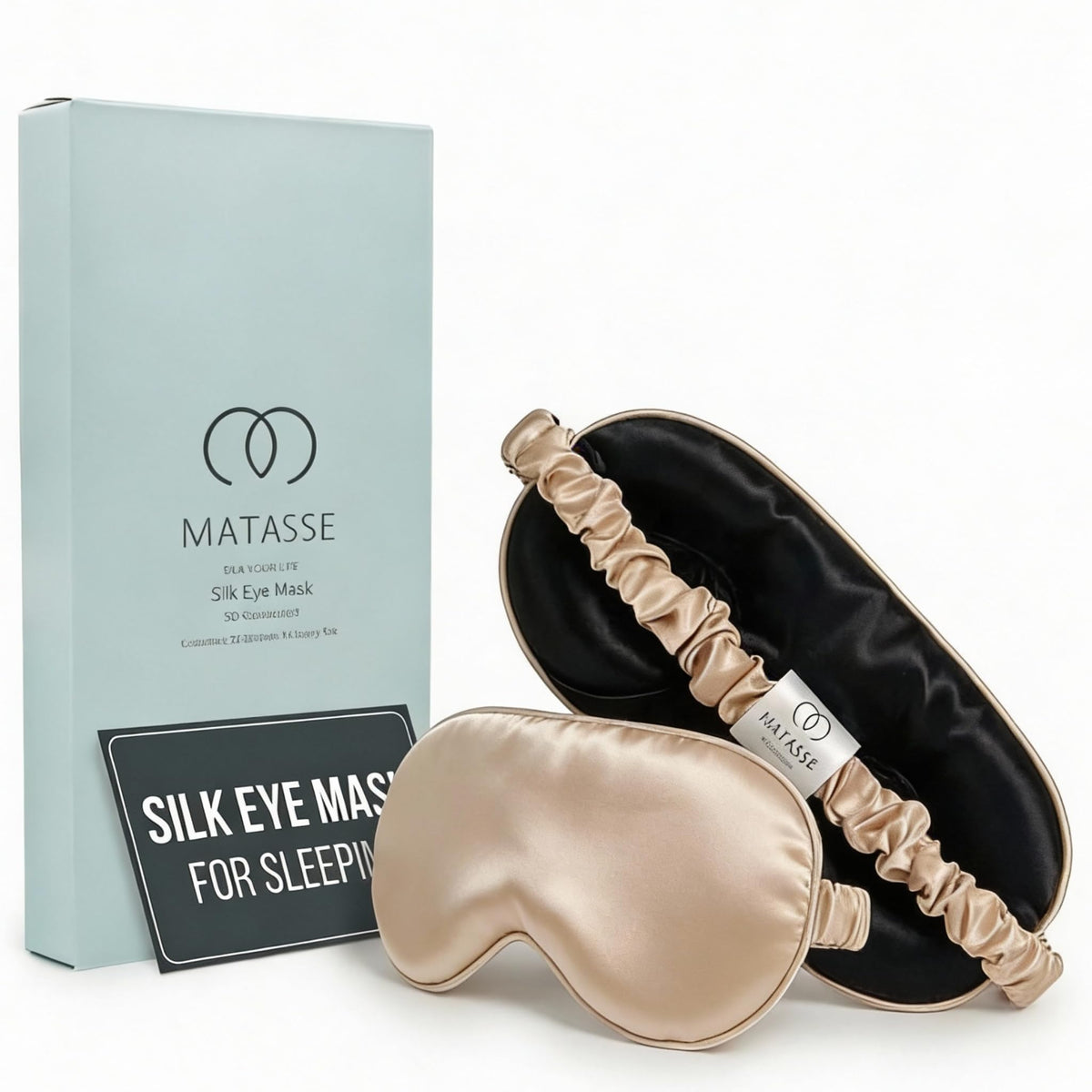 MATASSE 100% Mulberry Silk Sleep Mask, Champagne