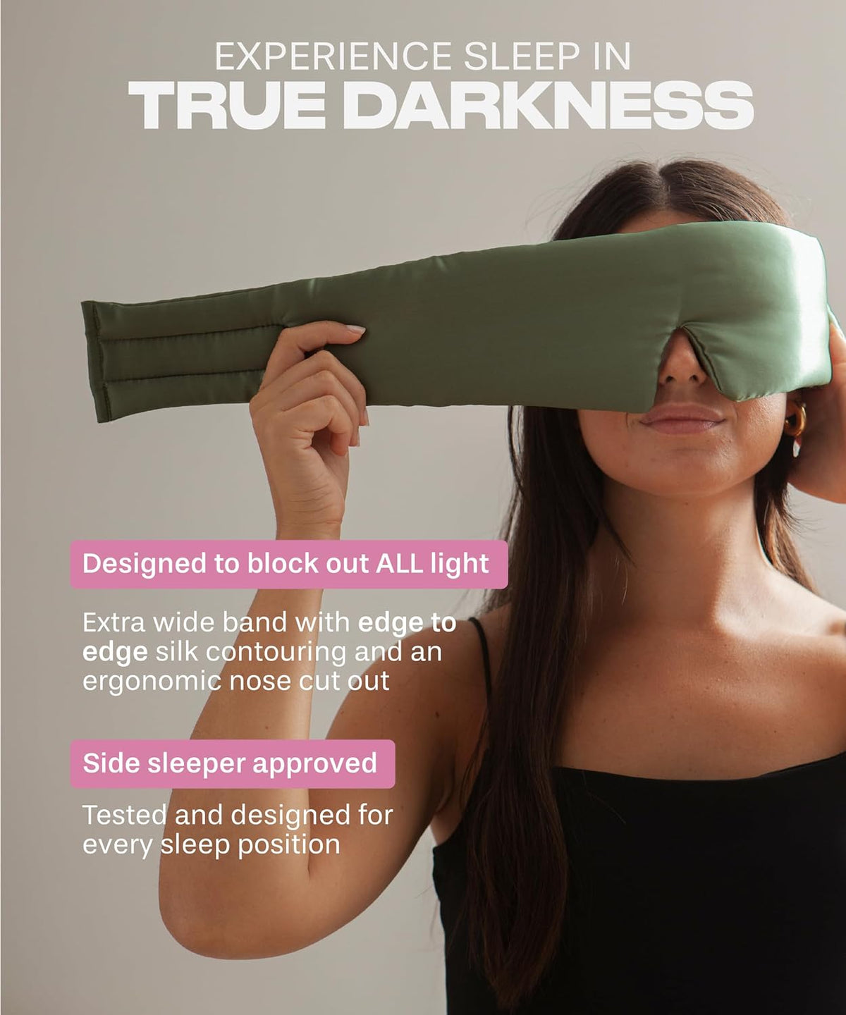 SUNDAYSILKS Silk Sleep Mask, Silk Eye Mask for Sleeping, Women & Men, Olive