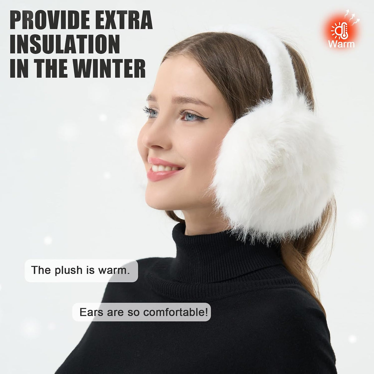 RUIKUNA Women Winter Ear Muffs Fluffy Faux Fur Earmuffs Foldable Ear Warmer Girls Soft Ear Covers