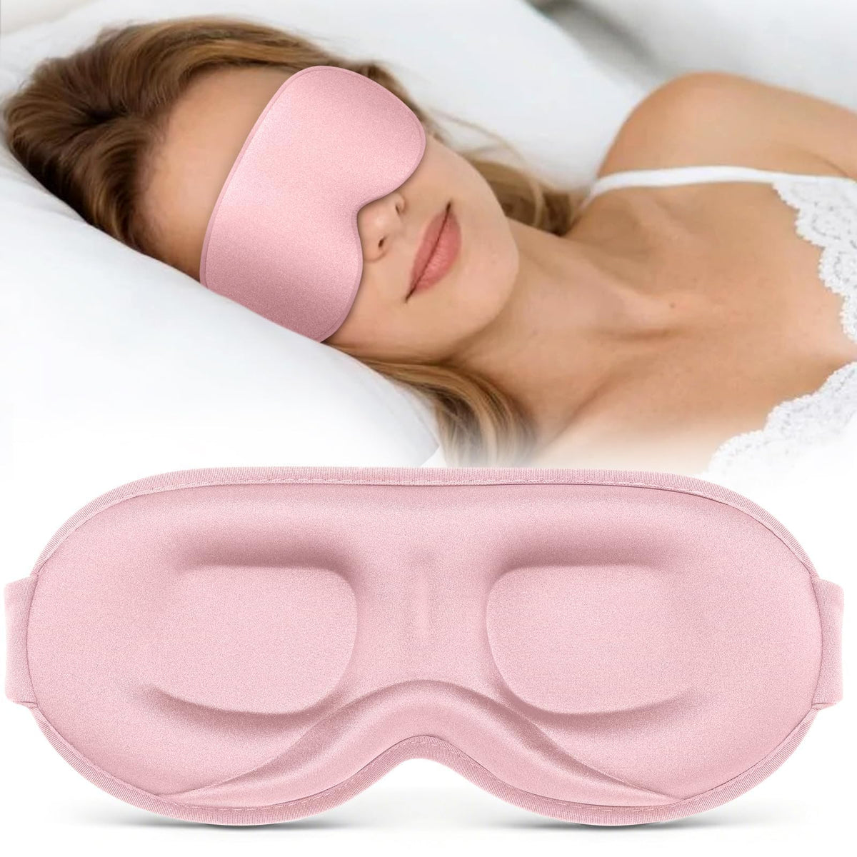 Vynix® Sleep Mask for Men Women - 100% Blackout Eye Masks for Sleep - 3D Soft Sleeping Mask for Side Sleepers - Zero Pressure Lash Extensions Eye Cover Shade for Airplane Travel Essentials, Black