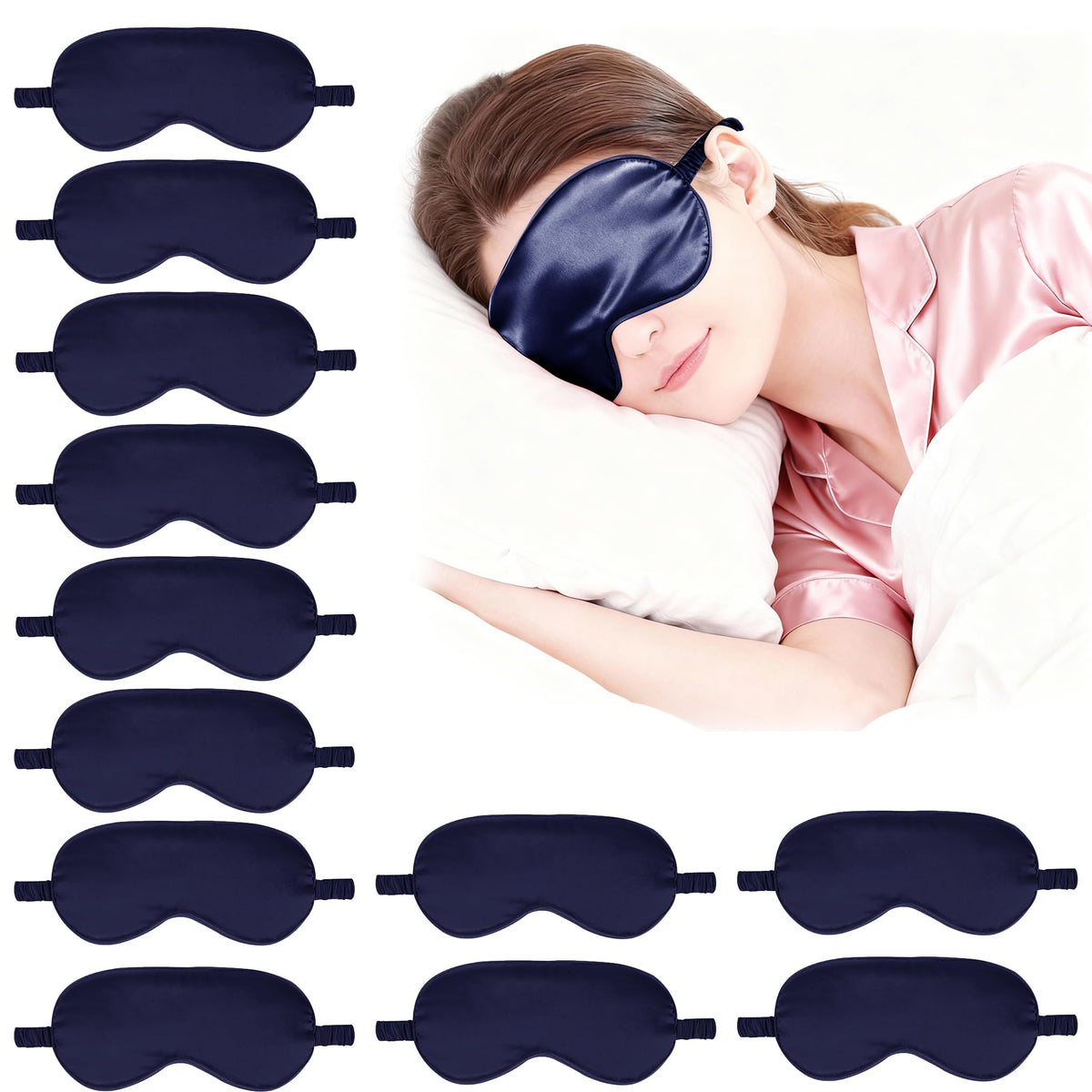12PACK Silky Sleep Masks Satin Eye Mask Silk Eyes Cover for Sleeping Blackout Eyeshades Soft Blindfold Travel Nap Gifts