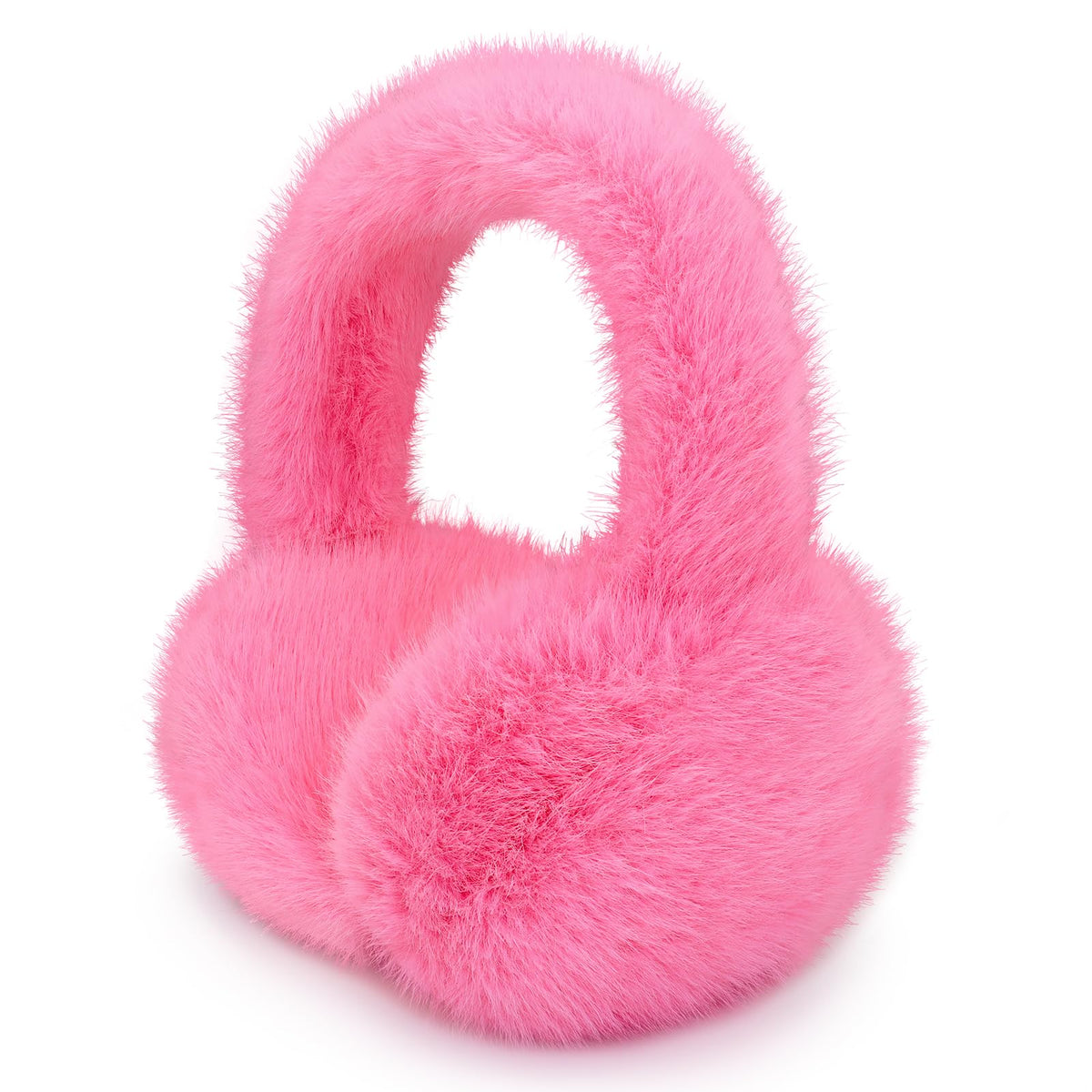 Winter Ear Muffs for Women Girls Faux Fur Cute White Earmuffs Fluffy Ear Warmers Foldable Ear Covers Outdoor