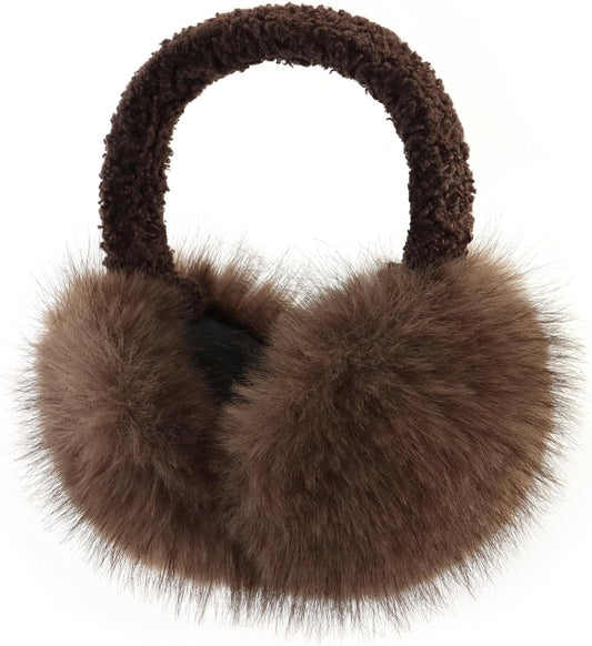 Women Winter Earmuffs Foldable Fluffy Ear Muffs Furry Faux Fur Ear Warmer Soft Fit Plush Ear Cover for Cold