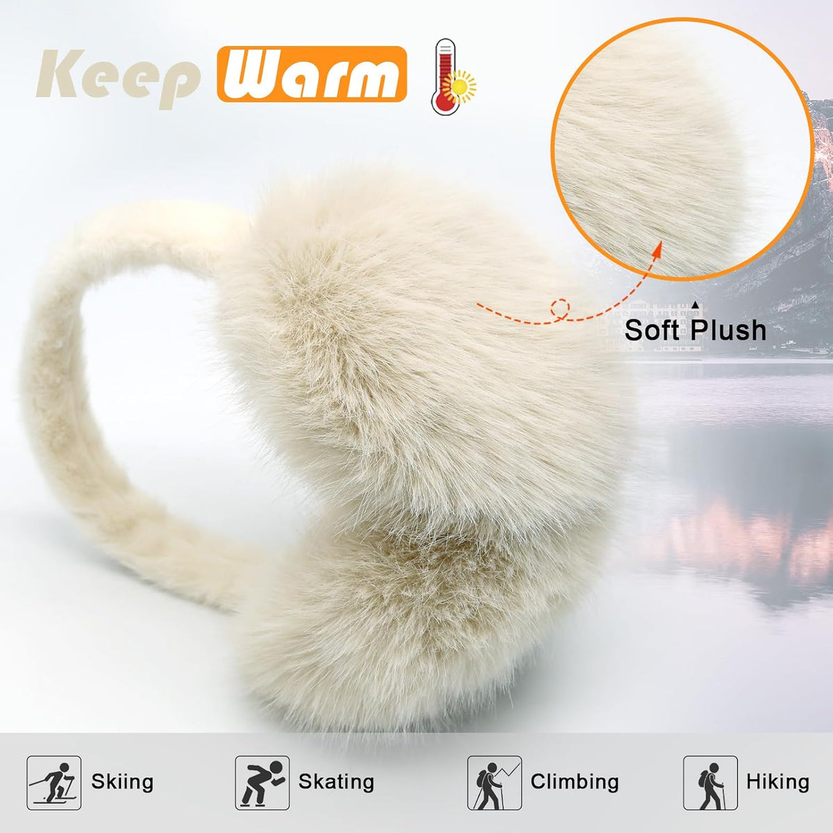 RUIKUNA Women Winter Ear Muffs Fluffy Faux Fur Earmuffs Foldable Ear Warmer Girls Soft Ear Covers